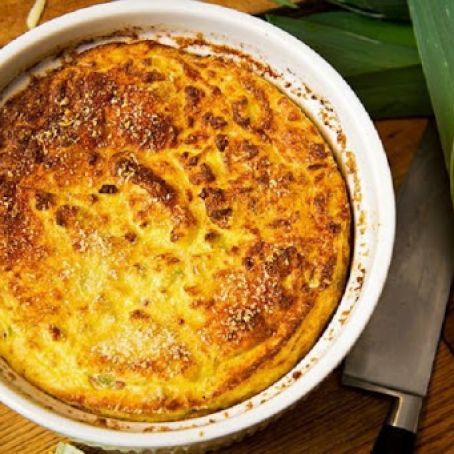 Leek and Potato Souffle with Fontina